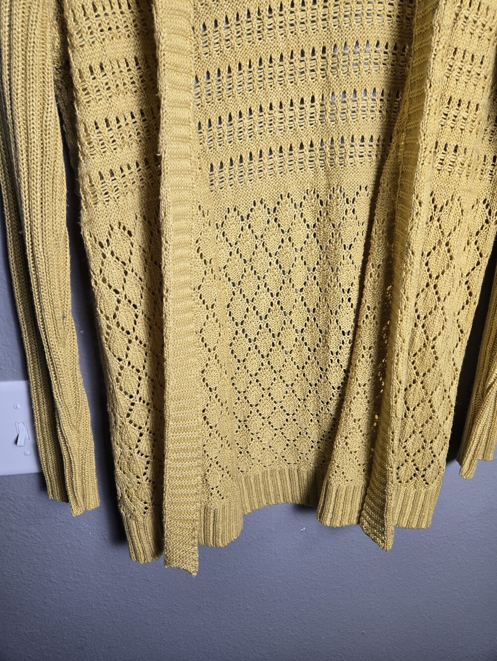 SUMMER SALE! $6 Marled Knit Open Yellow Long Cardigan Size Medium - Picture 11 of 16